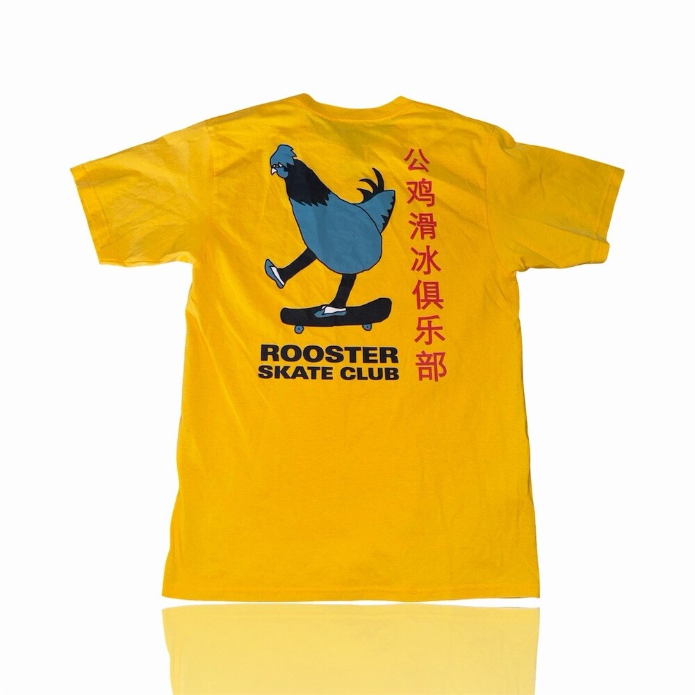 A.Lab T-Shirt Mens Medium Yellow Rooster Skate Club Graphic Streetwear